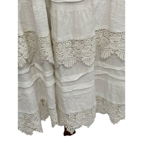 Vasna white rayon crepe babydoll dress, medium, flowy, feminine, romantic, soft - Picture 4 of 5